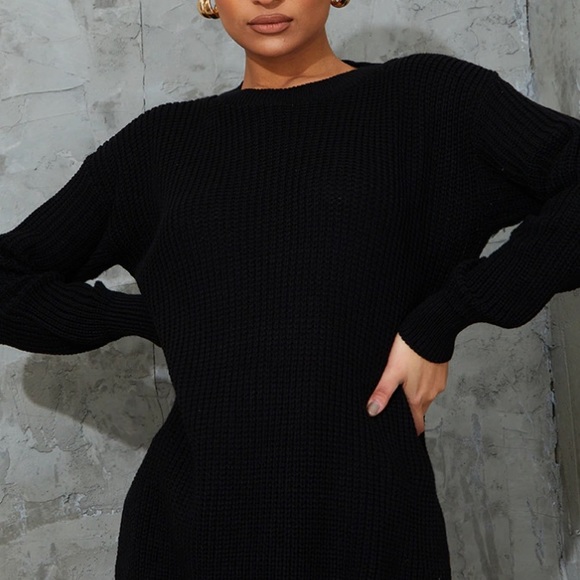 Pretty Little Thing Plus Black Round Neck Side Split Sweater Size XXL - Picture 2 of 7